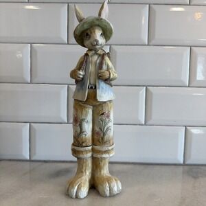 Vintage Easter Spring Polyresin Bunny Rabbit Decor Home Accessory 10"
